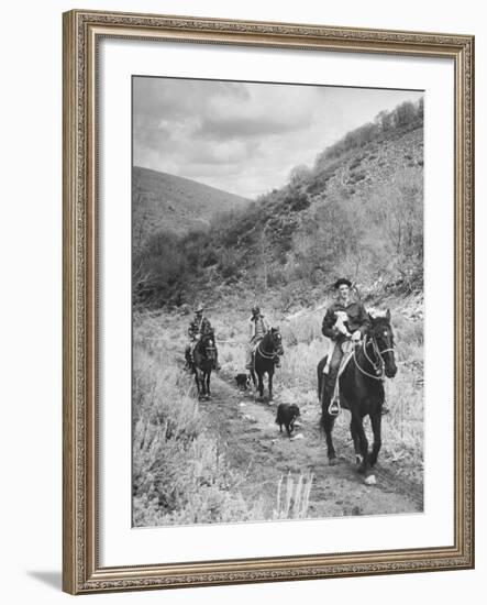 Basque Shepherder Bertrand Borda Carring a Stray Lamb Back to the Herd-Carl Mydans-Framed Photographic Print