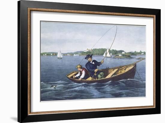 Bass Fishing-Currier & Ives-Framed Giclee Print