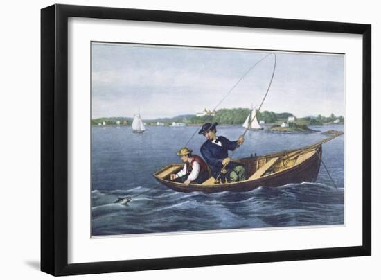 Bass Fishing-Currier & Ives-Framed Giclee Print