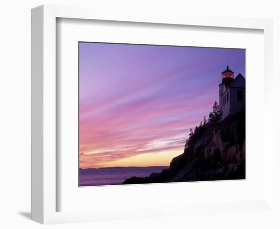 Bass Harbor Head Light at Sunset, Mt. Desert Island, Acadia National Park, Maine, USA-Jerry & Marcy Monkman-Framed Photographic Print