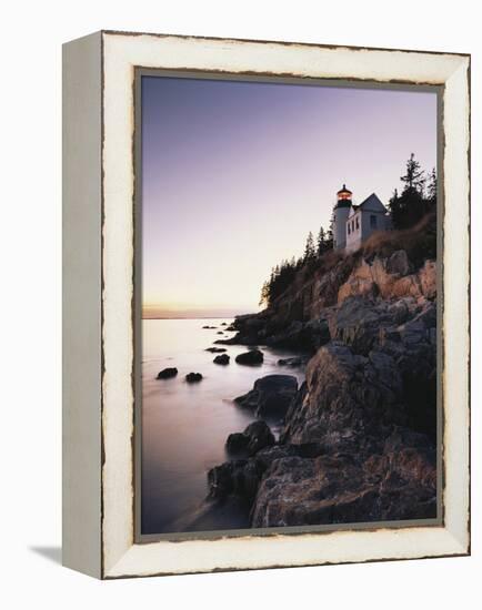 Bass Harbor Head Lighthouse at Dusk, Mount Desert Island, Maine, USA-Walter Bibikow-Framed Premier Image Canvas