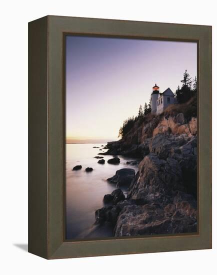 Bass Harbor Head Lighthouse at Dusk, Mount Desert Island, Maine, USA-Walter Bibikow-Framed Premier Image Canvas