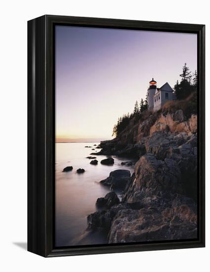 Bass Harbor Head Lighthouse at Dusk, Mount Desert Island, Maine, USA-Walter Bibikow-Framed Premier Image Canvas