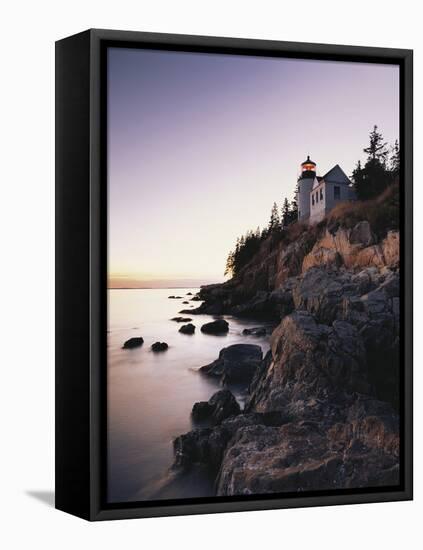 Bass Harbor Head Lighthouse at Dusk, Mount Desert Island, Maine, USA-Walter Bibikow-Framed Premier Image Canvas