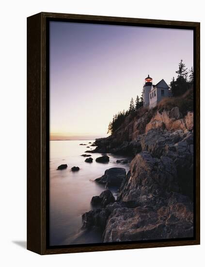 Bass Harbor Head Lighthouse at Dusk, Mount Desert Island, Maine, USA-Walter Bibikow-Framed Premier Image Canvas
