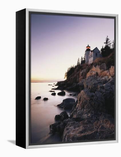 Bass Harbor Head Lighthouse at Dusk, Mount Desert Island, Maine, USA-Walter Bibikow-Framed Premier Image Canvas