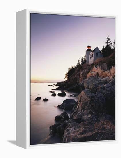 Bass Harbor Head Lighthouse at Dusk, Mount Desert Island, Maine, USA-Walter Bibikow-Framed Premier Image Canvas