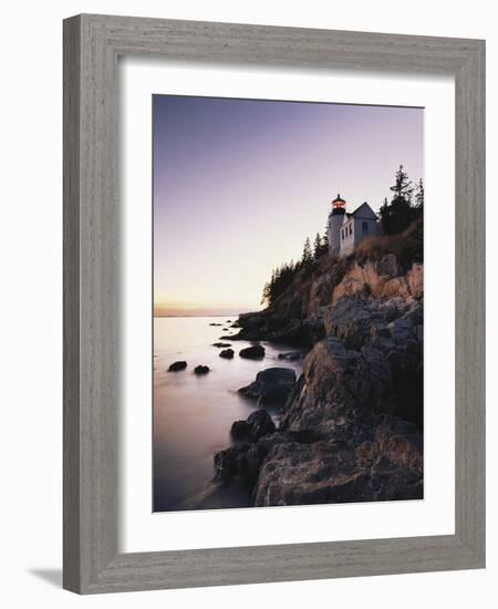 Bass Harbor Head Lighthouse at Dusk, Mount Desert Island, Maine, USA-Walter Bibikow-Framed Photographic Print