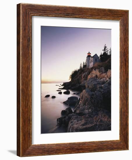 Bass Harbor Head Lighthouse at Dusk, Mount Desert Island, Maine, USA-Walter Bibikow-Framed Photographic Print