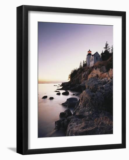 Bass Harbor Head Lighthouse at Dusk, Mount Desert Island, Maine, USA-Walter Bibikow-Framed Photographic Print