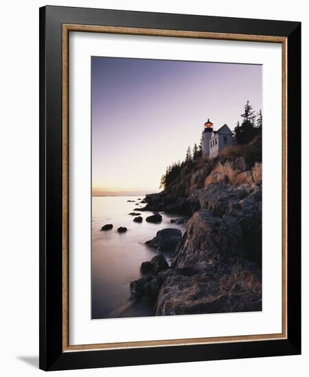 Bass Harbor Head Lighthouse at Dusk, Mount Desert Island, Maine, USA-Walter Bibikow-Framed Photographic Print