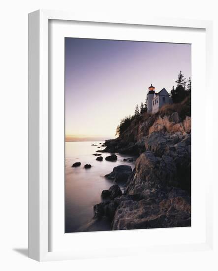 Bass Harbor Head Lighthouse at Dusk, Mount Desert Island, Maine, USA-Walter Bibikow-Framed Photographic Print