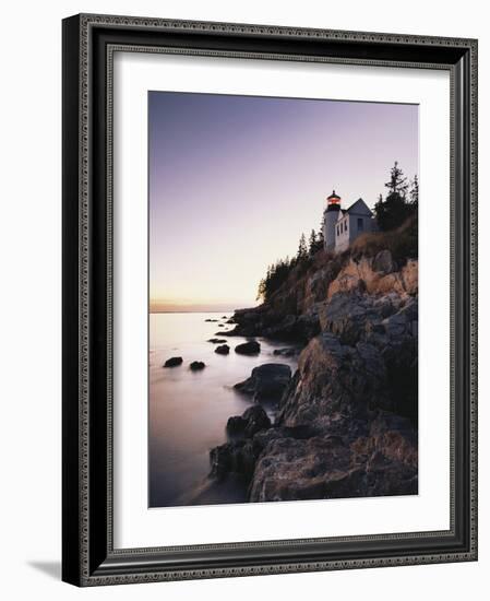 Bass Harbor Head Lighthouse at Dusk, Mount Desert Island, Maine, USA-Walter Bibikow-Framed Photographic Print