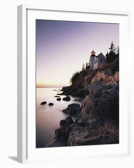 Bass Harbor Head Lighthouse at Dusk, Mount Desert Island, Maine, USA-Walter Bibikow-Framed Photographic Print