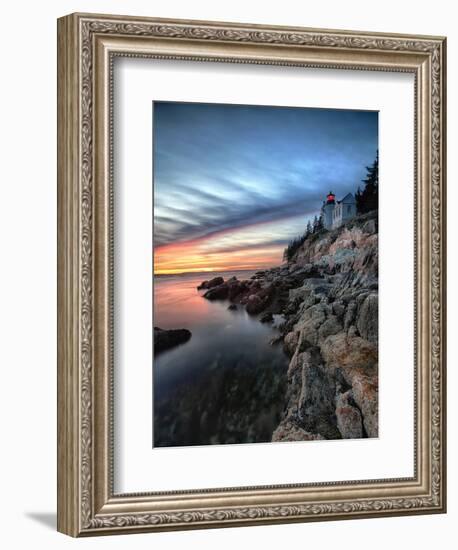 Bass Harbor Head Lighthouse at Sunset, Maine-George Oze-Framed Photographic Print