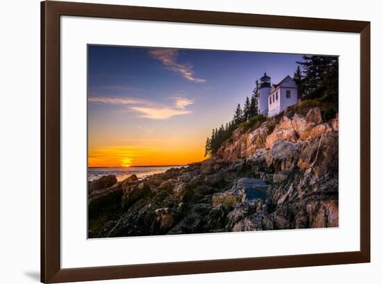 Bass Harbor Lighthouse at Sunset, in Acadia National Park, Maine.-Jon Bilous-Framed Photographic Print