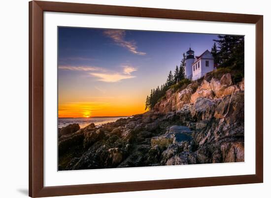 Bass Harbor Lighthouse at Sunset, in Acadia National Park, Maine.-Jon Bilous-Framed Photographic Print