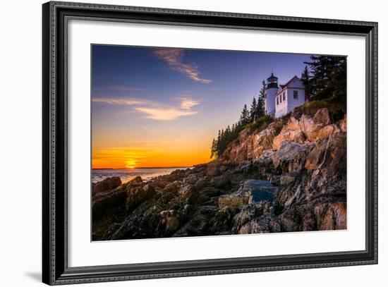 Bass Harbor Lighthouse at Sunset, in Acadia National Park, Maine.-Jon Bilous-Framed Photographic Print