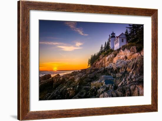 Bass Harbor Lighthouse at Sunset, in Acadia National Park, Maine.-Jon Bilous-Framed Photographic Print