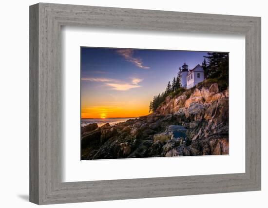 Bass Harbor Lighthouse at Sunset, in Acadia National Park, Maine.-Jon Bilous-Framed Photographic Print