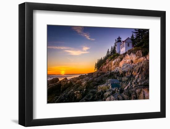 Bass Harbor Lighthouse at Sunset, in Acadia National Park, Maine.-Jon Bilous-Framed Photographic Print