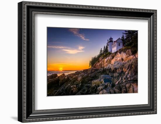 Bass Harbor Lighthouse at Sunset, in Acadia National Park, Maine.-Jon Bilous-Framed Photographic Print