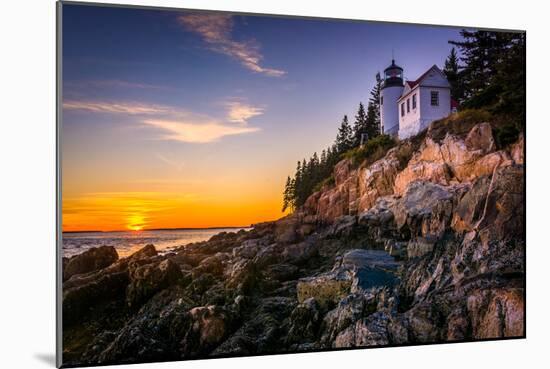 Bass Harbor Lighthouse at Sunset, in Acadia National Park, Maine.-Jon Bilous-Mounted Photographic Print