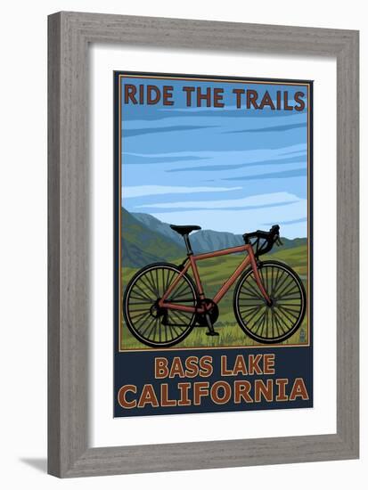 Bass Lake, California - Bicycle Scene-Lantern Press-Framed Art Print