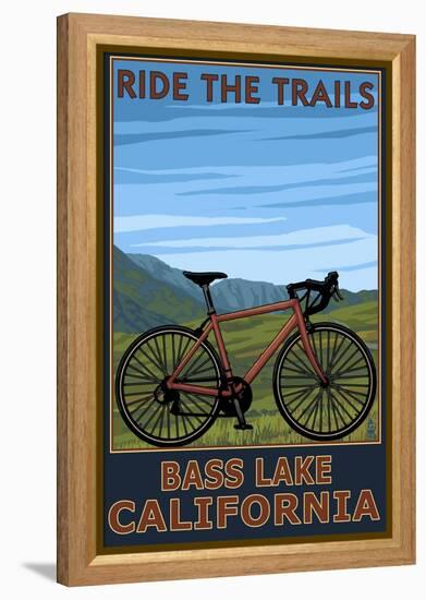 Bass Lake, California - Bicycle Scene-Lantern Press-Framed Stretched Canvas