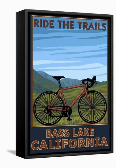 Bass Lake, California - Bicycle Scene-Lantern Press-Framed Stretched Canvas