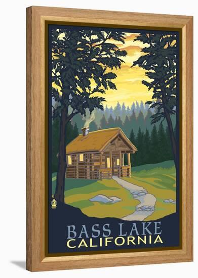 Bass Lake, California - Cabin Scene-Lantern Press-Framed Stretched Canvas