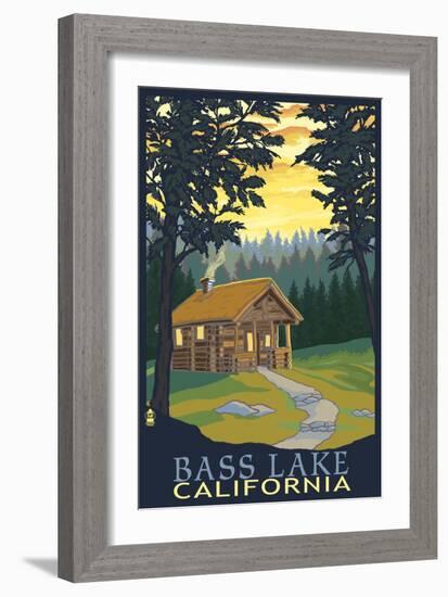 Bass Lake, California - Cabin Scene-Lantern Press-Framed Art Print