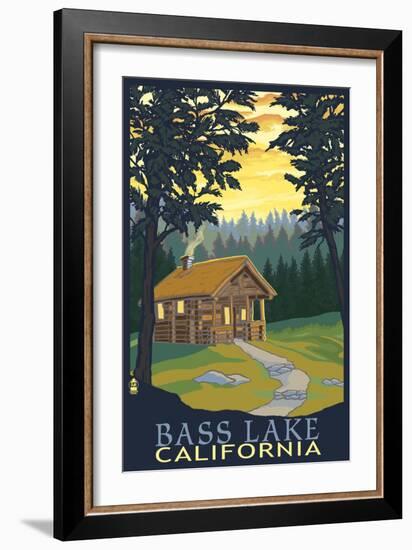 Bass Lake, California - Cabin Scene-Lantern Press-Framed Art Print