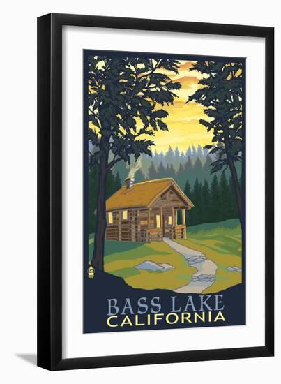 Bass Lake, California - Cabin Scene-Lantern Press-Framed Art Print