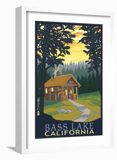 Bass Lake, California - Cabin Scene-Lantern Press-Framed Art Print