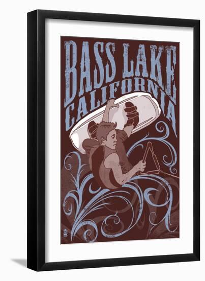 Bass Lake, California - Wakeboarder-Lantern Press-Framed Art Print