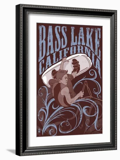 Bass Lake, California - Wakeboarder-Lantern Press-Framed Art Print