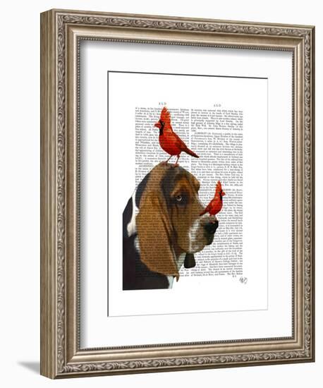 Basset Hound and Birds-Fab Funky-Framed Art Print