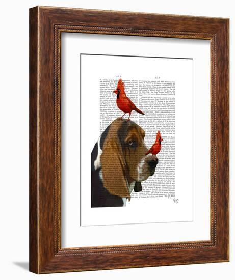 Basset Hound and Birds-Fab Funky-Framed Art Print