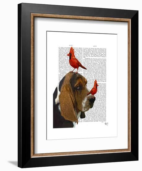 Basset Hound and Birds-Fab Funky-Framed Art Print