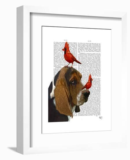 Basset Hound and Birds-Fab Funky-Framed Art Print