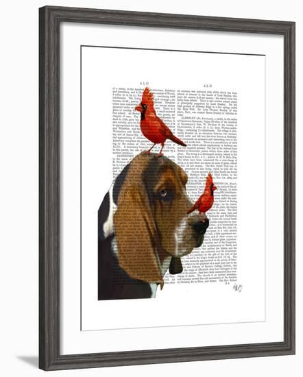 Basset Hound and Birds-Fab Funky-Framed Art Print