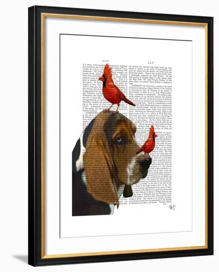 Basset Hound and Birds-Fab Funky-Framed Art Print