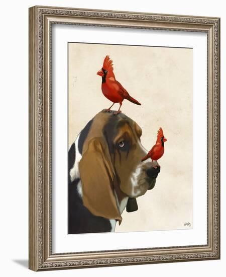 Basset Hound and Birds-Fab Funky-Framed Art Print