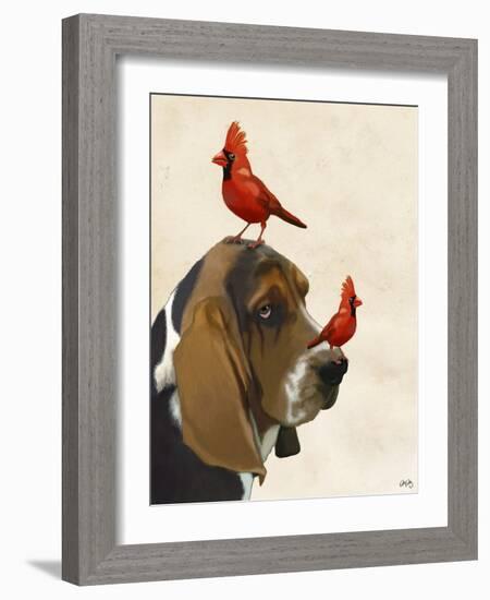 Basset Hound and Birds-Fab Funky-Framed Art Print