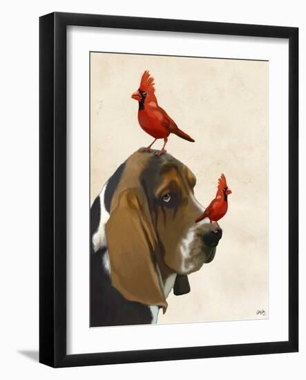 Basset Hound and Birds-Fab Funky-Framed Art Print