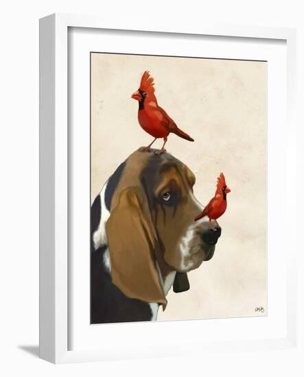 Basset Hound and Birds-Fab Funky-Framed Art Print