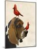 Basset Hound and Birds-Fab Funky-Mounted Art Print