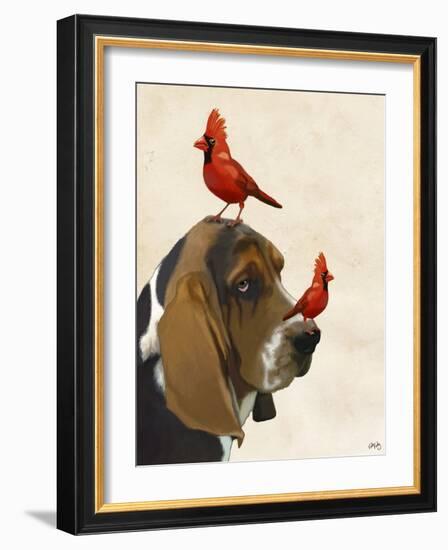 Basset Hound and Birds-Fab Funky-Framed Art Print