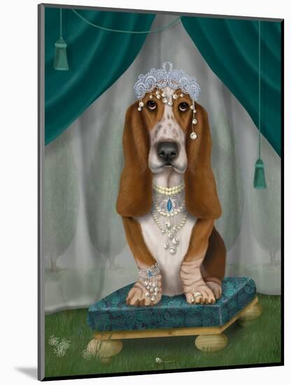 Basset Hound and Tiara-Fab Funky-Mounted Art Print